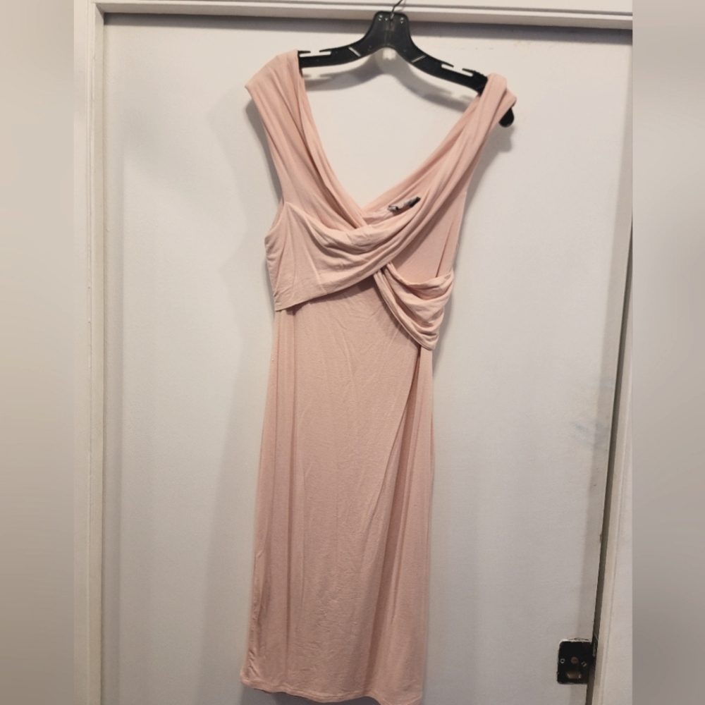 *Naked Wardrobe* blush pink off the shoulder dress